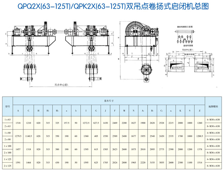 qpq2x(63-125t)/qpk2x(63-125t)双吊点卷扬式启闭机总图